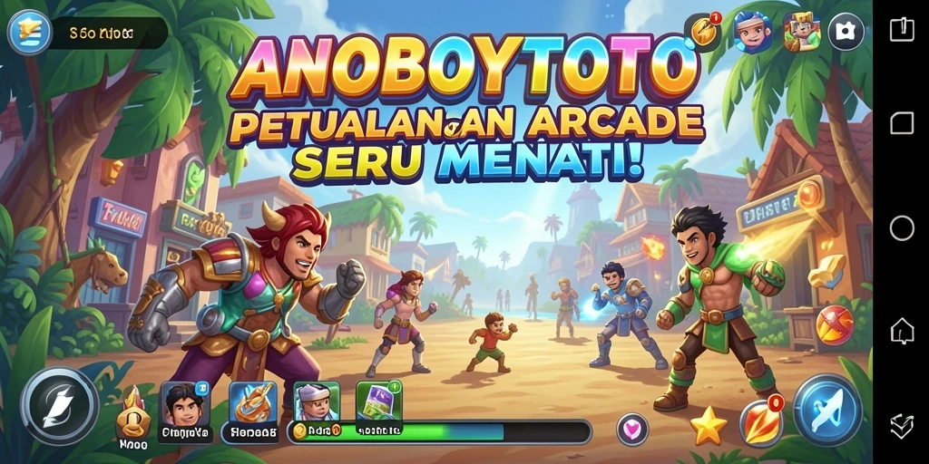 Screenshot gameplay ANOBOYTOTO menampilkan aksi seru dalam level yang penuh warna.