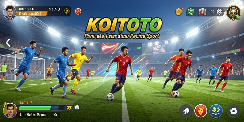 Screenshot gameplay KOITOTO menunjukkan aksi olahraga seru dan kompetitif.