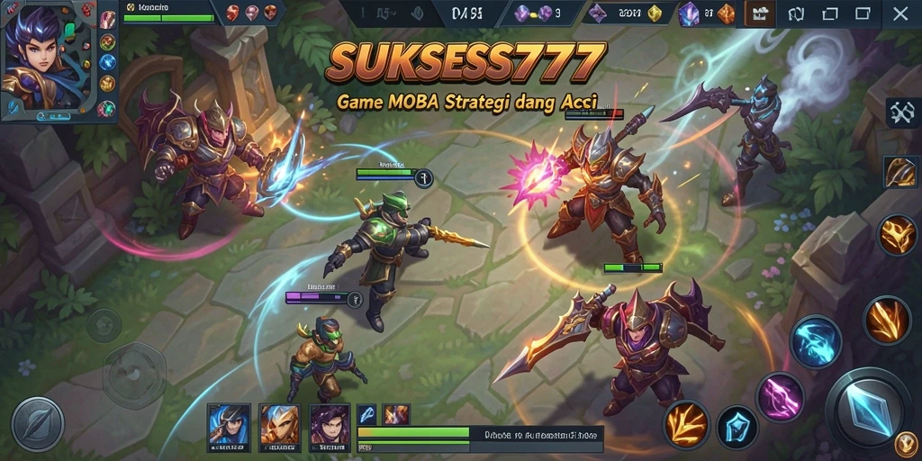 Tampilan menarik dari gameplay MOBA yang seru dalam SUKSES777.