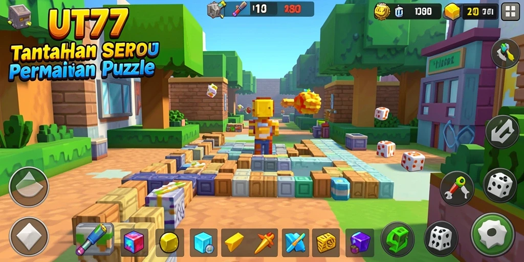 Tampilan gameplay UT77 yang penuh warna dan menantang.